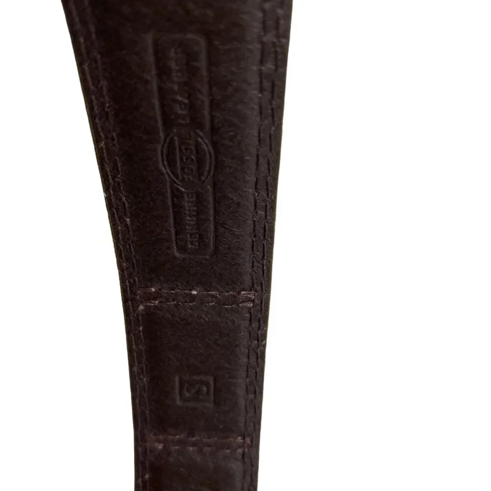 Fossil color‎ block metallic leather belt gold silver bronze metal buckle wms S